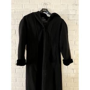 Halston Coat Women's Vintage 100% Wool Hooded 80s 90s